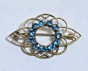 Vintage 1/20 10K Gold Filled Strass Filigran Anstecknadel Brosche - Bild 1 von 3