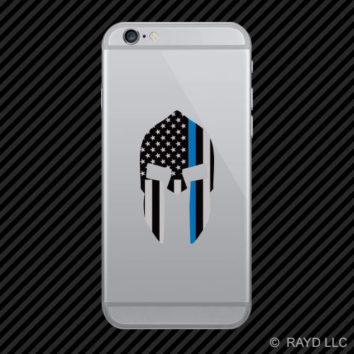 Delgado casco espartano tenue línea azul bandera americana teléfono celular pegatina móvil Foto 1 de 1