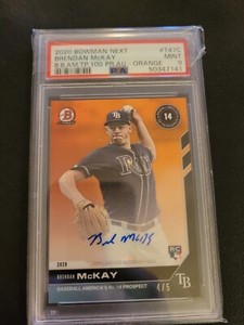 BRENDAN McKAY 2020 Bowman Next Top 100 Prospects RC AUTO Orange 4/5 PSA 9 Mint