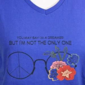 HANES "You May Say I'm A Dreamer" Blue Cotton Tee Shirt SZ M EUC - Bild 1 von 6