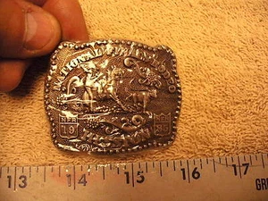 1985 HESSTON NATIONAL FINALS RODEO BELT BUCKLE , New Wrapped In Plastic - Picture 1 of 5