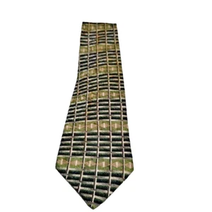 VTG 80s Jay Jacobs Men's Olive Green & Black Patterned 100% All Silk Made in USA - Picture 1 of 4