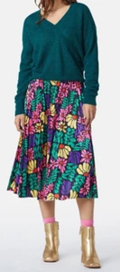Gorman Rambling Pleat Skirt Sz 18 Floral Velour x Liv Lee Artist Invisible Zip - Picture 1 of 18