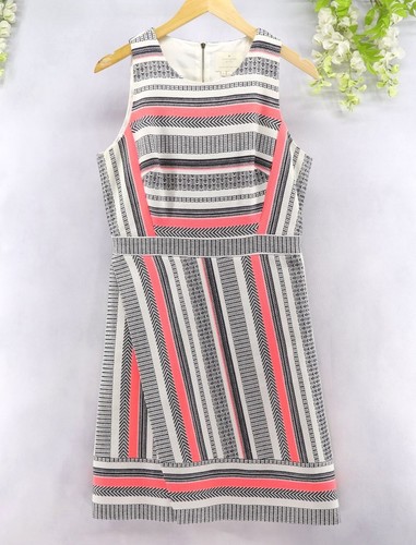 Abito donna Kate Spade Voli di fantasia nastro jacquard foderato linea A taglia 10