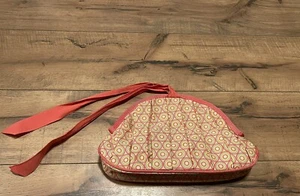 Crabtree & Evelyn Tufted Travel Cosmetic Bag Clutch Purse Pink, Tie Closure NWOT - Picture 1 of 9