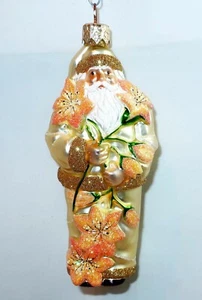 2001 PATRICIA BREEN SANTA FOR AVRIL Gold Orange Lilies 5"H Elegant Ornament Gift - Picture 1 of 8