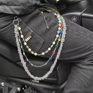Llavero de cadena tipo billetera con cuentas coloridas para hombre pantalones cadena para mujer correa hágalo usted mismo - Imagen 1 de 20