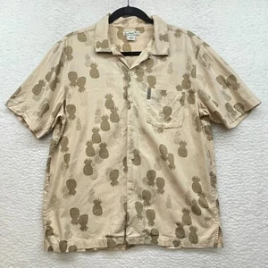 Vintage Guess Shirt Mens Small Beige Button Down Pineapple Hawaiian Beach Casual - Picture 1 of 9