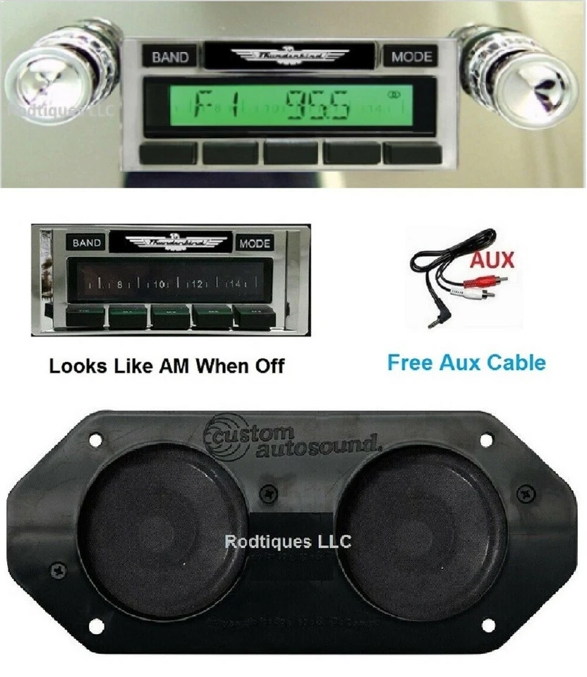 1964 -1965 Ford Thunderbird Stereo Radio + Free Aux Cable + Dash Speakers 230 - Image 1 of 4