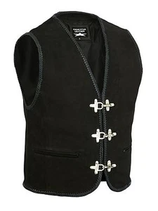 AW-1389 biker leather vest made of nubucled leather motorcycle vest club chopper, coat, size S - Picture 1 of 3