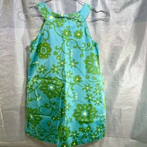 Gap Kids Girls 100% Cotton Sundress Size L (10) Aqua Blue & Green Yellow Floral - Picture 1 of 10