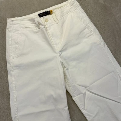 Pantalones informales Polo Ralph Lauren para mujer 4 blancos de pierna ancha recortados tiro medio Foto 1 de 4