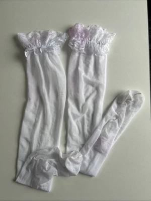 kurze Stockings Strapse halterlose Strümpfe weiss Spitze S 36 - Bild 1 von 3