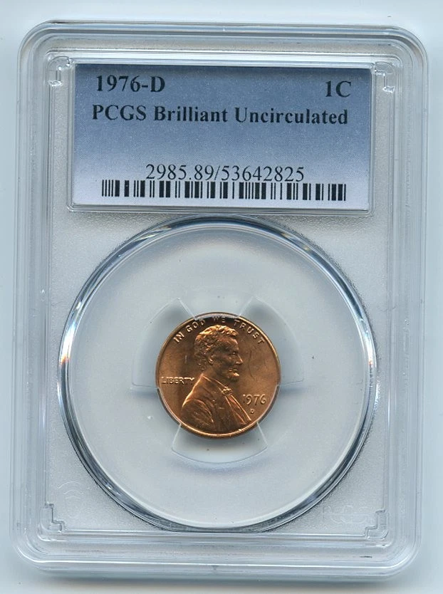 1976 D 1C Lincoln Cent PCGS Brilliant Uncirculated BU - Image 1 of 1