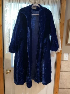 Vintage blau Samt langer offen Staubmantel Opernmantel SUN-KISSED of Calif. Elegant - Bild 1 von 6