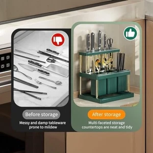 Metal Organizer for Kitchen Cutlery with Drainage for Quick Accessibility - Picture 1 of 6