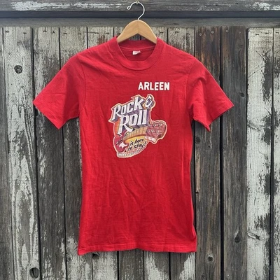 Vintage 70s Rock & Roll Is Here To Stay T-Shirt Hanes Orange Tag Made in USA - Image 1 of 4