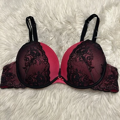 Бюстгальтер Torrid 42C розовый пуш-ап погружение на косточках застежка сзади с подкладкой кружевной эластичный - Изображение 1 из 4