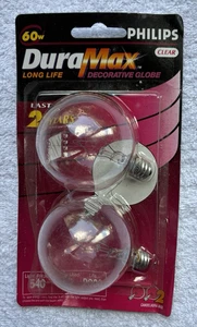 Philips DuraMax Clear Light Bulbs, Mini Globe, Candelabra-Base, 60-Watts, 2-Pk. - Picture 1 of 7