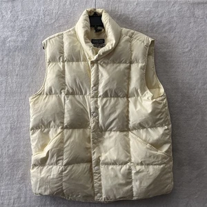 Lands' End Womans Puffer Jacket Beige Large Solid Sleeveless Snap - Picture 1 of 9