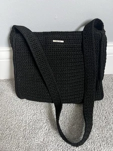 "The Sak" schwarz gehäkelt Handtasche Schultergurt Tasche 8 "x 10" süß Logo - Bild 1 von 13