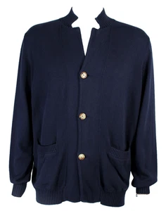 BRUNELLO CUCINELLI Navy Blue Cotton Knit Men's Cardigan Sweater 54 - Picture 1 of 9