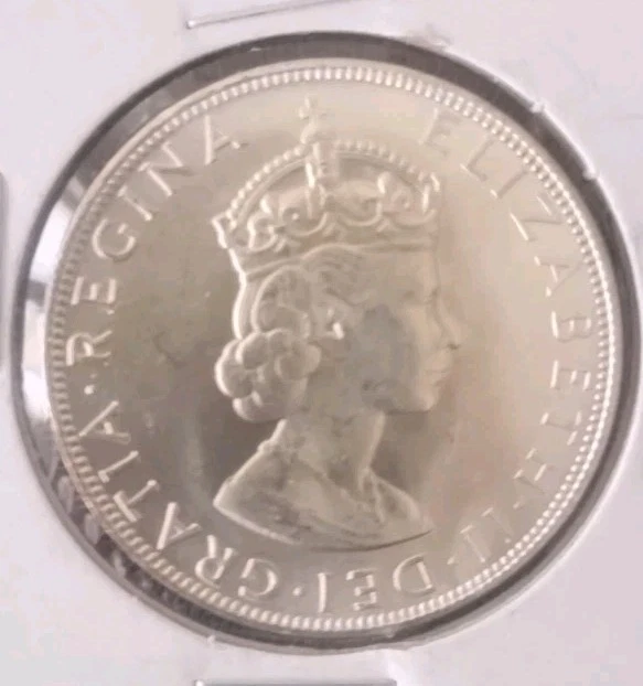 バミューダ-エリザベス II-ワン クラウン 1964-ラージ シルバー  バミューダ-エリザベス II-ワン クラウン 1964-ラージ シルバー コイン