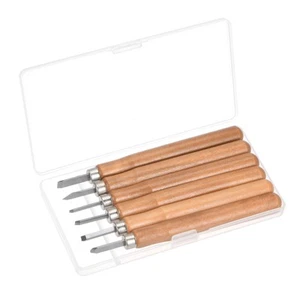 Medium/Big Flat/Triangle/Arc Blade Red Wood Handle Carving Knife Set (6pcs) - Picture 1 of 6