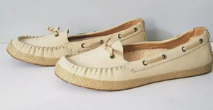 UGG Chivon Moccasins Ivory Leather Sheepskin Espadrille Flat Slip On Shoes Sz 11 - Picture 1 of 7