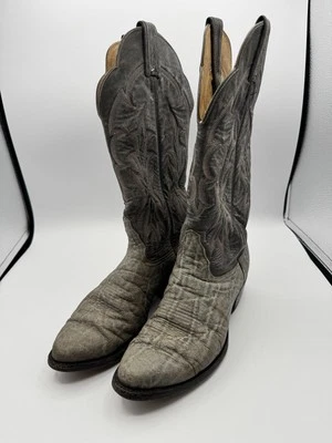 Tony Lama 8615 Botas de Vaquero de Cuero Estampado de Elefante Gris Negro para Hombres 8.5 Foto 1 de 4