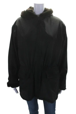 Marc New York Women's Hood Long Sleeves Full Zip Cinch Waist Coat Black Size S - Image 1 of 4