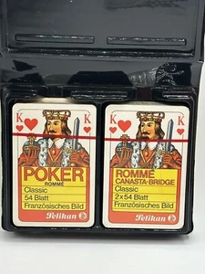 Vintage 2 Decks of Poker Romme blue Red playing cards, FX Schmid, Sealed 2 Packs - Picture 1 of 3