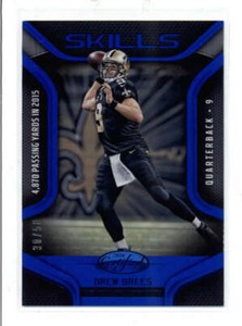 DREW BREES 2016 PANINI CERTIFIED #12 SKILLS BLUE PARALLEL #30/50 BA2604