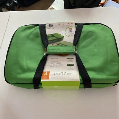 Libbey 4 Piece Bake Set. Glass Baking Dish W/ Lid And Tote 3.4 Qt. PG-34 - Image 1 of 4