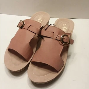 NEW Olive Street MADDIE Womens Sandal 7.5 Wedge Blush Buckle Vegan Boho Hippie - Picture 1 of 9