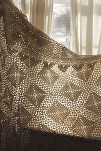 Cubierta de cama textil de ganchillo francés vintage hecha a mano textil de encaje - Imagen 1 de 12