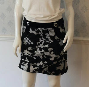 Milly Black Velvet Trimmed and Silver Metallic Short Skirt - Picture 1 of 10
