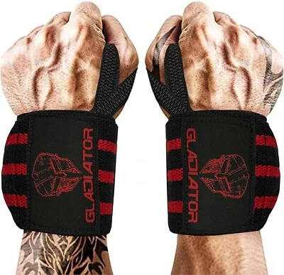 Gladiator Gym Gear Weight Lifting Wrist Wraps with Thumb Loops Wrist Support - Image 1 of 4
