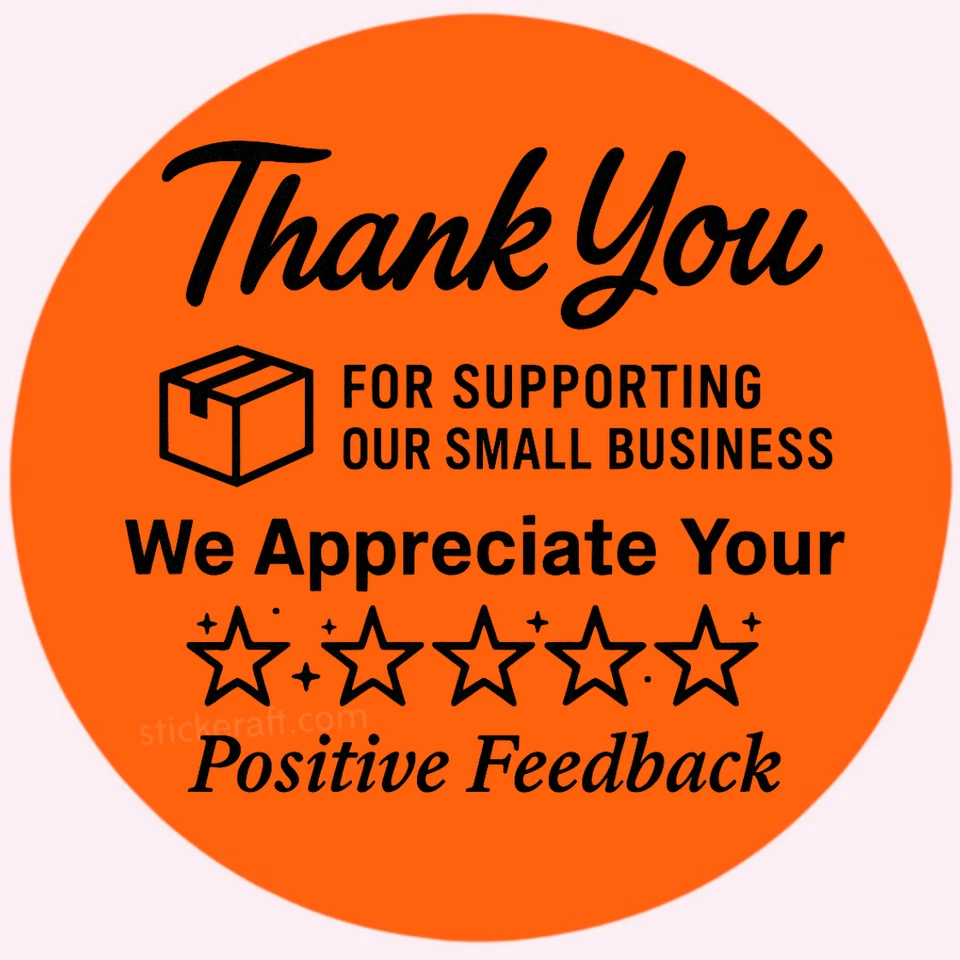 STICKERAFT Thank You for Supporting Small Business – 2” Round Feedback Sticker