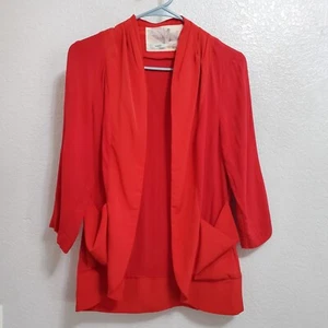 Kimchi Blue Cardigan Jacket Women S Red 100% Rayon Lightweight Open Front Pocket - Picture 1 of 11