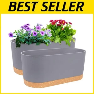 Lightweight Rectangular Planters with Matte Finish - 2 Pack for Elegant Decor - Picture 1 of 8