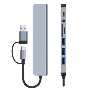 8-IN-1 USB 3.0 HUB Type C to Multi USB OTG Adapter Splitter 5Gbps High Speed New - Picture 1 of 6
