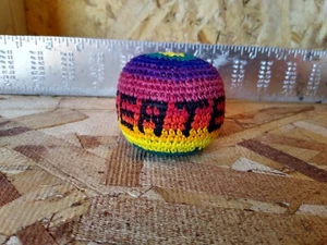 VINTAGE Hacky Sack hackysack Footbag Woven 80s 90s RAINBOW Colors - Large size - Picture 1 of 11