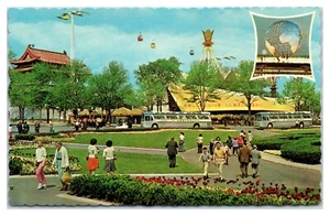 Court of President New York Weltausstellung 1964-1965 Windhund Bus Postkarte - Bild 1 von 2