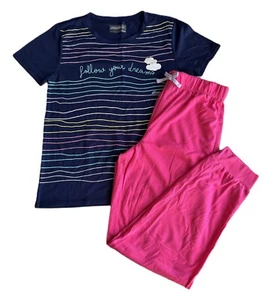 Eddie Bauer Girl 2-PIECE Pajama Pants Set Flame Resistant Rainbow PINK L 14/16 - Picture 1 of 22