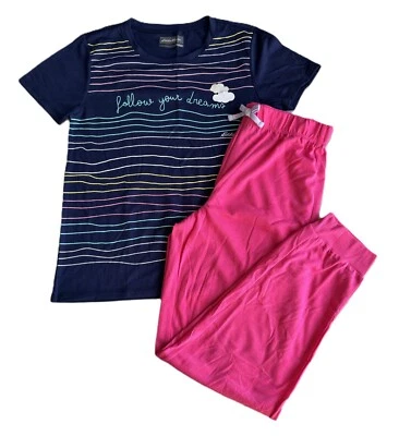 Eddie Bauer Girl 2-PIECE Pajama Pants Set Flame Resistant Rainbow PINK L 14/16 - Image 1 of 4
