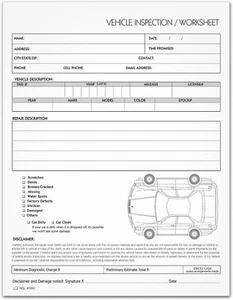 8-1/2 x 11" Vehicle Inspection Worksheet for Auto Haulers 2 Part Carbonless Form - Imagen 1 de 4