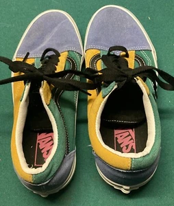 Vans Old Skool Shoes Size 7 Men 8.5 Women Green Blue Yellow Excellent Condition! - Picture 1 of 5