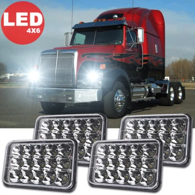 4pc for Western Star 4900 Semi Truck 4x6" Led Headlights Projector High Low Beam - Image 1 of 4
