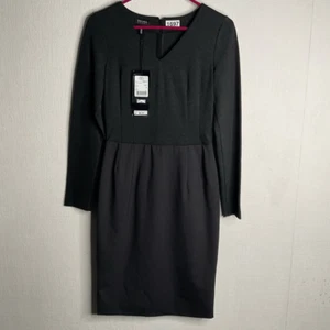 Vestido deportivo Escada para mujer 36 pequeño negro mezcla de lana funda hasta la rodilla cuello en V - Imagen 1 de 14